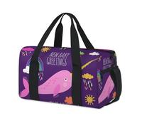 Cute Narwhal Sports Duffel Bag Narwhal Unicorn Weekend Overnight Bag Tote Holdall Casual Travel Gym Duffel Bags for Kids Girls Boys Women Men