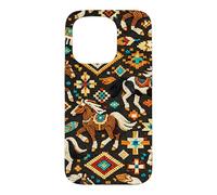 Cute Native American Beadwork Wild Horses Southwest Pattern Case for iPhone 15 Pro