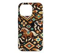 Cute Native American Beadwork Wild Horses Southwest Pattern Case for iPhone 16 Pro