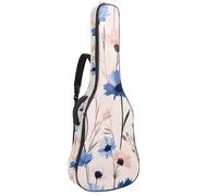 Cute Natural Cornflowers Field Flowers Padded Guitar Bag, Protective Acoustic Guitar Cover Gig Bag for Electric Bass Classical Guitar