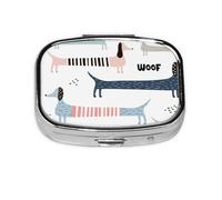 Cute Navy Blue Dachshund,Meta Pill Box 2 Compartment Medicine Case,Portable Organizer,Rectangle Meta Portable Organizer Pill Box 1863 Compartment Medicine Case