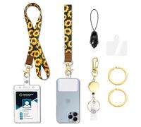 Cute Neck Lanyard with Retractable Badge Reel Clip for Id Badges Holders Keychains, Wristlet Strap Key Chain, Phone Tether Tap, Waterproof Name Card Holder, Offices, Staff, Students (Sunflower)