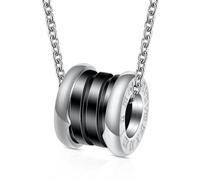 Cute Necklace Pendant Chain Men Women Jewellery Roman Numerals Ceramic Necklace For Women Classic Design White Black Spiral Pendant Silverwithblack
