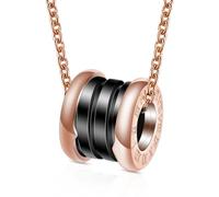 Cute Necklace Pendant Chain Men Women Jewellery Roman Numerals Ceramic Necklace For Women Classic Design White Black Spiral Pendant Rosegoldwithblack