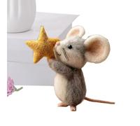 Cute Needle Felt Mouse 4 X 8 Cm Felt Mouse Figures With Five-Pointed Star, Felts Mice Decoration, Cute Felts Mice Figure, Animals Felting, FeltsDesk Ornament, Tabletop Ornament For Fireplace Mantel