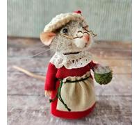 Cute Needle Felted Mouse, Christmas Wool Felt Mouse Ornament, Cute Felt Mice Figurine for Halloween Christmas Decor, Felted Christmas Mouse Semi-Finished Products DIY Material Kit (D)