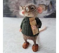 Cute Needle Felted Mouse Doll Handmade Christmas Holiday Home Docor Mice Gifts Art & Craft Kit (A-1)
