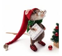 Cute Needle Felted Mouse, Handmade Felt Mouse Ornament, Christmas Wool Felt Animal Decorations, Cute Christmas Mouse Doll for Kids, Perfect for Christmas Tree Decor (Christmas)