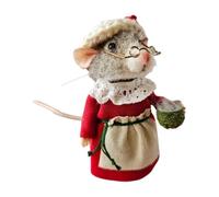 Cute Needle Felted Mouse Kit, Christmas Wool Felt Mouse Ornament, Handmade Needle Felt Mice Decorations, Mice Needle Felting Starter Kit, Unfinished Craft Kit for Beginner DIY Craft (White Apron)