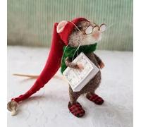 Cute Needle Felted Mouse Ornament, Felt Mice Figurine for Halloween & Christmas Decor, Semi-Finished DIY Kit
