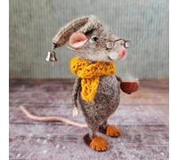Cute Needle Felted Mouses, Handmade Christmas Wool Felt Mouses Ornament, Felt Mice Figurine for Winter Christmas Decor, Wool Felt Christmas Mice Plush Toy