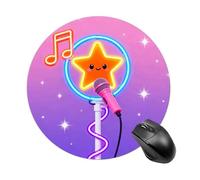 Cute Neon Music Round Rubber Mouse Pad 7.8 Inch Stable Non Slip Circular Computer Mat Portable Resistant Desk Mat for Office Laptop Desktop Professional Daily Working Scenes
