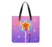 Cute Neon Music Square PU Leather Tote Bag