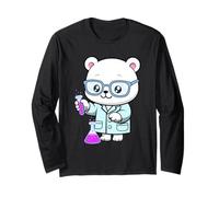 Cute Nerdy Polar Bear Cartoon Design Long Sleeve T-Shirt