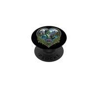 Cute Nessie Playing Bagpipes Scottish Heart PopSockets Adhesive PopGrip