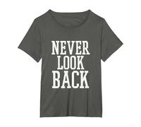 Cute Never Look Back - Always Funny Sarcastic White Quote T-Shirt, Women's Plus, Asphalt Grey, 2X