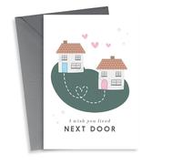 Cute New Home Card - Houses - Hearts - I Wish You Lived Next Door