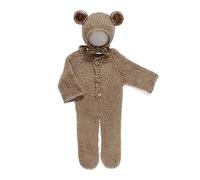 Cute Newborn Boys Girls Baby Photo Props Outfits Crochet Clothes Mohair Hat Pants Photography Props Costume Set Mohair Bear Hat & Footed Romper