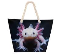 Cute Newt Axolotl Tote Bags for Women Men Shoulder Beach Bag Shopping Handbag with Hemprope Handle