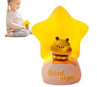 Cute Night Light for Kids,Bee Star Moon Home Decor - Cartoon Nursery Lamp - for Living Room Bedroom Study Bedside Nightstand Bookshelf Professionals Students Designers Writers Readers Office