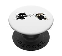 Cute Ninja Cat vs Dog, Kawaii Ninja Pets PopSockets Adhesive PopGrip