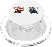 Cute Ninja Cat vs Dog, Kawaii Ninja Pets PopSockets PopGrip for MagSafe
