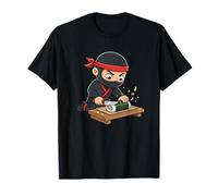 Cute Ninja Making Sushi Roll Japanese Kitchen Humor T-Shirt