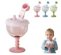 Cute No-Spill Goblet Cup with Lid,Plastic Wine Sippy Cup,Cute Goblet Cups,Leak-Proof Baby Beverage Mug Milk Bottle,Goblets Training Cups for Home Indoor Outdoor Party Birthday Party Supplies