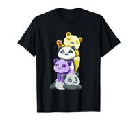 Cute Nonbinary Panda Stack LGBTQ Pride Color T-Shirt