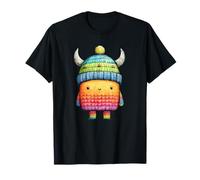 Cute Nordic Monster Horned Beanie Rainbow T-Shirt