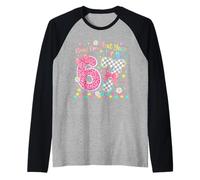 Cute Now I'm 6 Next Year I'll be 7 Six Years Old Teen Girls Raglan Baseball Tee
