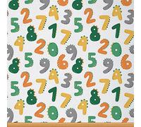 Cute Numbers Fabric by The Yard Maths Theme Upholstery Fabric for Chairs Multi-Colored Numbers Dinosaur Design for Kids Decorative Waterproof Fabric 2 Yards,(L184*W150cm)