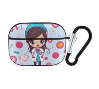 Cute Nurse AirPod Pro Case, Anti Scratch Hard PC Cover with Keychain, AirPod Pro 2nd/1st Case Accessories for Women Men, Black-Style