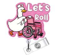Cute Nurse Badge Reel, Let’s Roll Duck Retractable ID Holder, Funny Nursing Badge Clip Work Accessories Gifts for Nurses CNAS Therapists