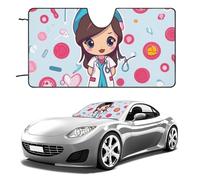 Cute Nurse Car Windshield Sun Shade Keep Car Interior Cool 55"x30" Folding Front Window Sun Shade, Heat Shield for SUV, Truck, Blocks UV