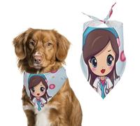 Cute Nurse Dog Bandanas for Feeding Grooming, Triangle Pet Bibs Washable Pets Scarf for Cats & Dogs