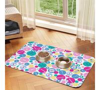 Cute Nurse Print Pet Food Mat Absorbent Non Slip PU Leather Feeding Mat for Dogs Cats Rubber Bottom