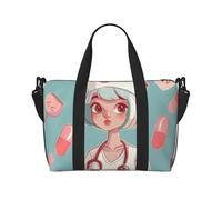 Cute Nurse Print Travel Duffel Bag, Lightweight Water-Resistant Weekender Spacious Gym & Travel Bag for Men, Women & Teens