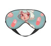 Cute Nurse Printing Sleep Mask for Women Men Double-Sided Print Soft Silk Eye Masks Eye Sleep Shade Cover