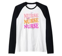 Cute Nurse Retro Pastel Aesthetic Doodle Design Raglan Baseball Tee
