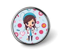 Cute Nurse Round Badge Cute Enamel Lapel Pin Brooches Button Pin Personalized Clothing Decoration Unisex Badge Holder Hats Bags Shirts Decor