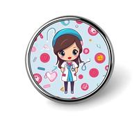 Cute Nurse Round Badge for Men Women, Durable & Stylish Lapel Pins, Lightweight Metal Badges for Shirts, Jackets, Hats