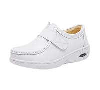 Cute Nurse Shoes, Casual Womens Adjustable Non-Slip Platform White Warm Working Plush Nursing Shoes, Cushion Wedge Hospital Office Flats, for Restaurant, Hospital, Doctors(5.5 UK)