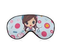 Cute Nurse Sleep Mask for Women Men, Soft Eye Mask with Adjustable Strap for Sleeping, Light Blocking Travel Blindfold for Nap Comfortable Eye Cover for Home Office