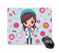 Cute Nurse Square Mouse Pad Portable Computer Mousepad with Non-Slip Rubber Base 18 * 22cm Ultra-Thin Gaming Mouse Mat for Computer Laptop Office Desk Accessories