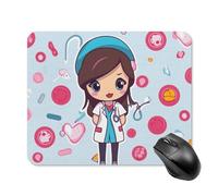 Cute Nurse Square Mouse Pad Portable Computer Mousepad with Non-Slip Rubber Base 20 * 25cm Ultra-Thin Gaming Mouse Mat for Computer Laptop Office Desk Accessories