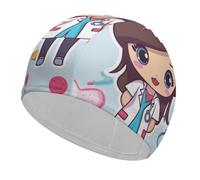 Cute Nurse Swim Cap for Women Men Durable Non-Slip Swim Hat High Elasticity Swimming Cap for Long/Short Hair, Braids & Dreadlocks - Keeps Hair Dry
