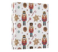 Cute Nutcracker Soldiers Christmas 1.5 Inch Binders 3 Ring, Basic Binder Organizer with Anti-Slip Clip Decorative Three Ring Binder for Work School Office, 1 Pack