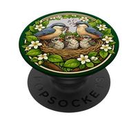 Cute Nuthatch in the Nest Bird Watcher Spring Songbird PopSockets Adhesive PopGrip