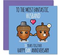 Cute Oak Anniversary Card for Husband, 80 Years Together